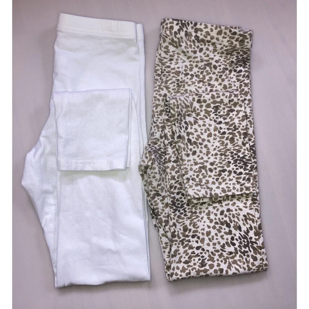 Old Navy Girl’s XL 14/16 Leggings White and Animal Print Built In Tough